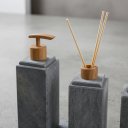 Ver imagem 3 de Kit Banheiro Bancada Lavabo Luxo em Pedra Sabão 4 Peças - Amadeirado