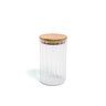 Pote 800ml de vidro canelado com tampa de bambu de mantimento - Oikos - 1