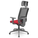 Ver imagem 5 de Cadeira de Escritório Giratória Presidente Back Fritz P03 Tela Cinza Crepe Vermelho - Lyam Decor