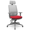 Ver imagem 1 de Cadeira de Escritório Giratória Presidente Back Fritz P03 Tela Cinza Crepe Vermelho - Lyam Decor