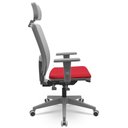Ver imagem 4 de Cadeira de Escritório Giratória Presidente Back Fritz P03 Tela Cinza Crepe Vermelho - Lyam Decor