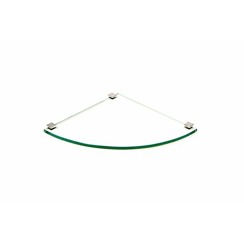 Porta Shampoo de Canto Curvo em Vidro Incolor Lapidado - Aquabox - 25cmx25cmx8mm