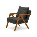 Ver imagem 3 de Poltrona Mona Linho Pés de Madeira Sala Escritorio Decoração:cinza Escuro