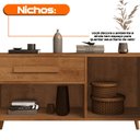Ver imagem 5 de Buffet Aparador Multiuso 1 Porta e 1 Gaveta London Bege/Cinamomo/Off White