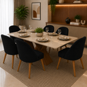 Ver imagem 1 de Kit 6 Cadeiras de Jantar Lua Sala Cozinha Moderna - Unitalle Estofados:Preto