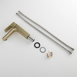 Torneira Misturador Monocomando Dourado Fosco Quadrado Banheiro 1270DF Harmony Misturador Baixo Quad - 4