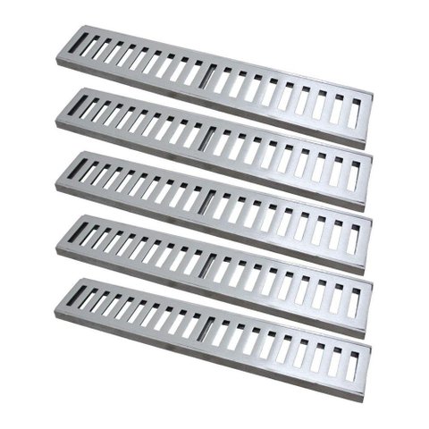 Kit 5 Ralo Grelha Linear Caixilho em Alumínio Polido 20x50cm