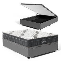 Cama Box Baú com Colchão de Espuma D33 Ortobom Airtech Ortopillow 100 Casal 138cm - 1