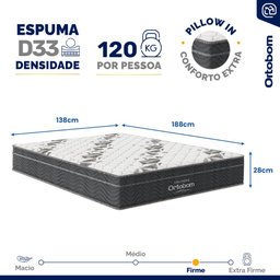 Cama Box Baú com Colchão de Espuma D33 Ortobom Airtech Ortopillow 100 Casal 138cm - 6