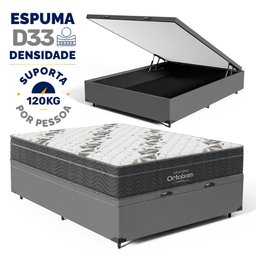 Cama Box Baú com Colchão de Espuma D33 Ortobom Airtech Ortopillow 100 Casal 138cm - 2