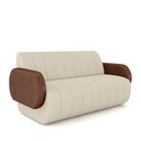 Ver imagem 2 de Sofá Decorativo Living Sala de Estar Bornéu 148cm Pés de Madeira Pu/veludo Marrom/bege Claro G33 - G