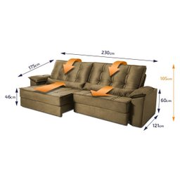 Sofá Retrátil Reclinável 230cm Ascari Suede Velut com molas Ensacadas - King House - 2