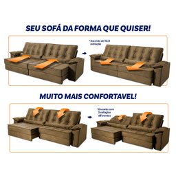 Sofá Retrátil Reclinável 230cm Ascari Suede Velut com molas Ensacadas - King House - 4