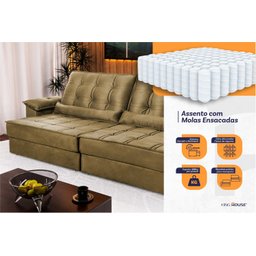 Sofá Retrátil Reclinável 230cm Ascari Suede Velut com molas Ensacadas - King House - 3