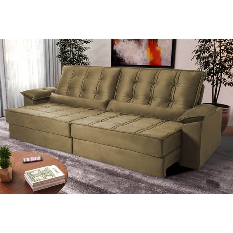 Sofá Retrátil Reclinável 230cm Ascari Suede Velut com molas Ensacadas - King House