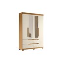Ver imagem 3 de Guarda Roupa Solteiro com Espelho 4 Portas 4 Gavetas Doble Marrom/Cinamomo/Off White