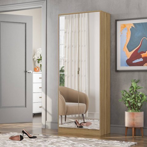 Armário Multiuso Sapateira Grife com Espelho 2 Portas Amendola Tana Decor Demobile