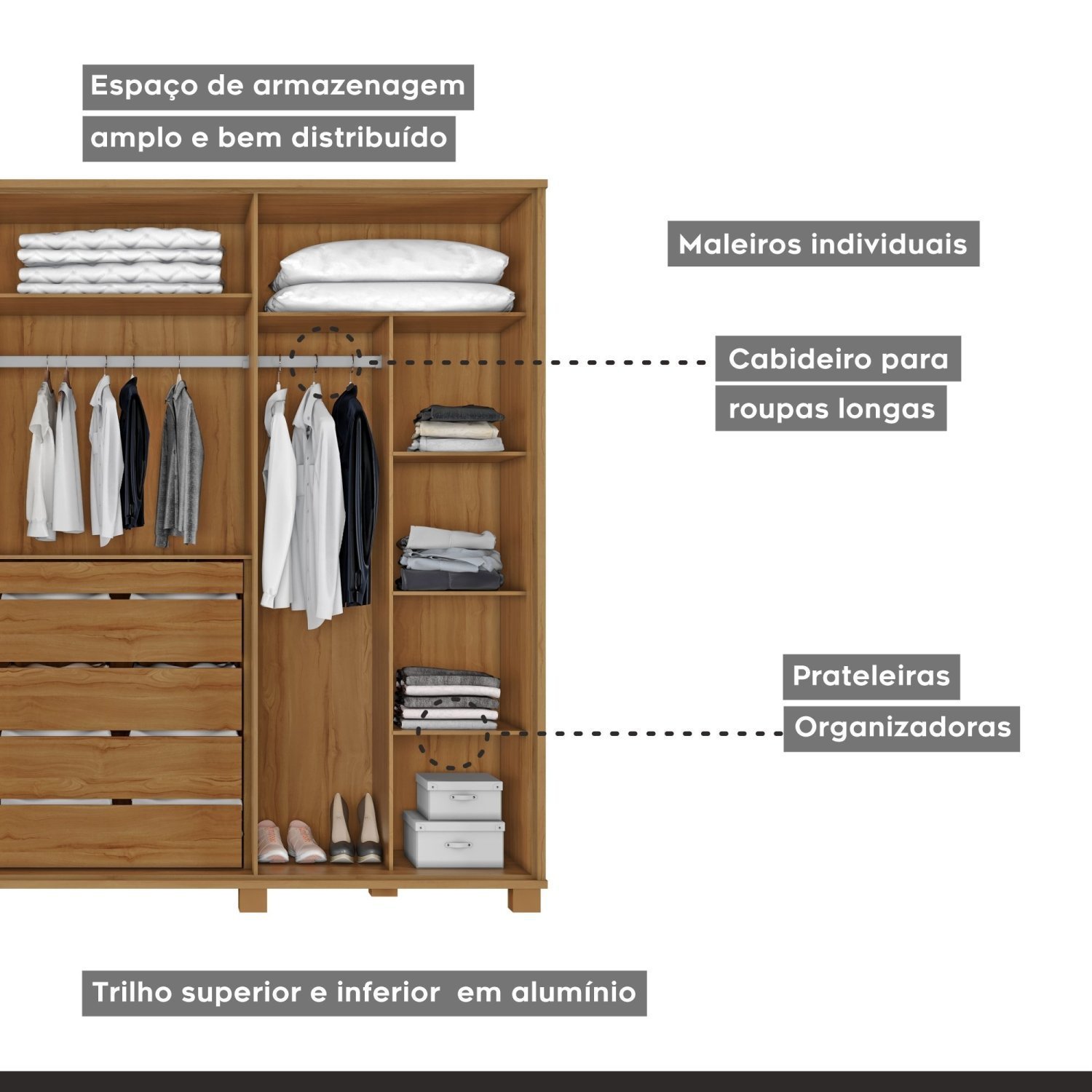 Guarda Roupa Casal 6 Portas 5 Gavetas Viena Conquista Móveis - 7