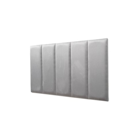 Placas Cabeceira Modulada Adesiva Solteiro Estofada 100cm x 60cm Kit 5 Placas - Suede Cinza