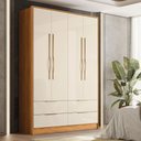 Ver imagem 1 de Guarda-roupa Casal Domo 4 Portas 4 Gavetas 44020 Cinamomo/off White - Demóbile