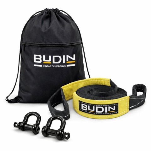 Cinta de Reboque Budin Pro Black | 10 Toneladas X 6m | Kit Bolsa e Manilha 4x4 Offroad