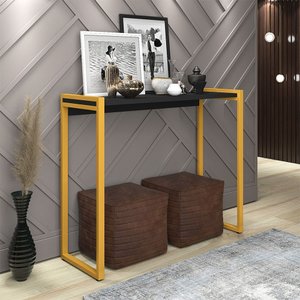 Aparador Cantinho do Café Isis sem Prateleira Estilo Industrial - Preto com Dourado