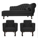 Ver imagem 1 de Kit Diva Recamier Diana 140cm Lado Esquerdo e 02 Poltronas Classic Linho Cinza Escuro - ADJ Decor