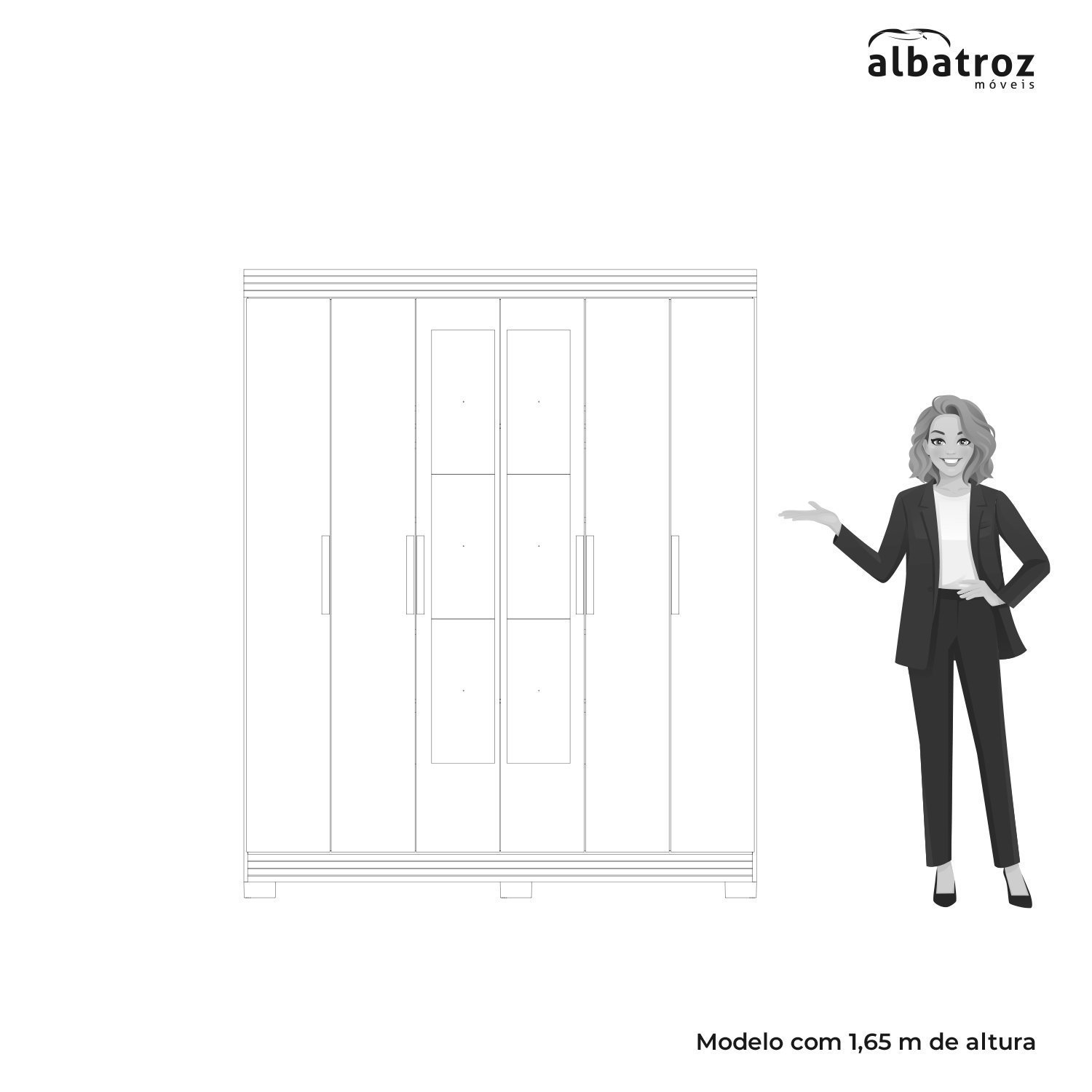 Guarda Roupa Casal 6 Portas 2 Gavetas Facille Albatroz Móveis - 9