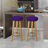 Kit 5 Banqueta Alta Italian Para Bistrô Bar Balcão Cozinha Bancada Pé Palito Castanho Suede Roxo - 5