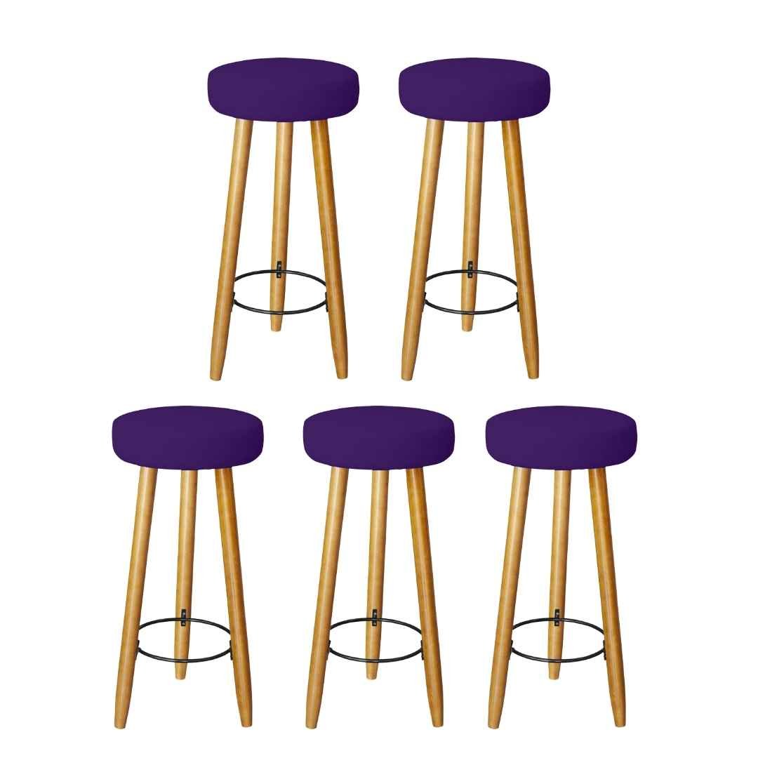 Kit 5 Banqueta Alta Italian Para Bistrô Bar Balcão Cozinha Bancada Pé Palito Castanho Suede Roxo - 1