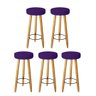 Kit 5 Banqueta Alta Italian Para Bistrô Bar Balcão Cozinha Bancada Pé Palito Castanho Suede Roxo - 1