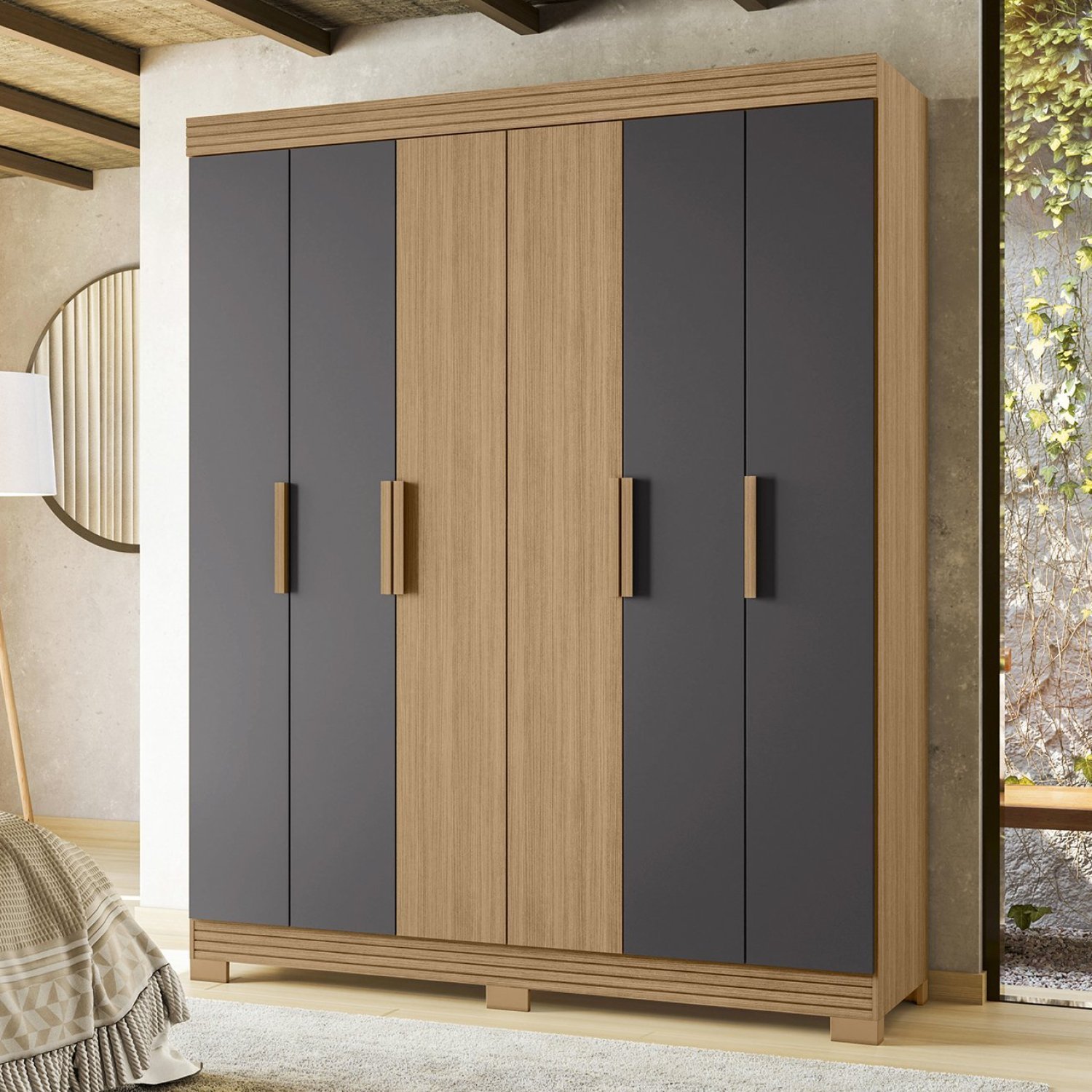 Guarda Roupa Casal 6 Portas 2 Gavetas Facille Albatroz Móveis - 3