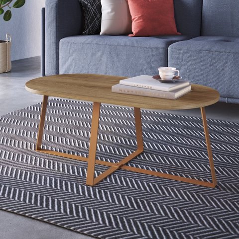Mesa de Centro Industrial Complementos Marrom