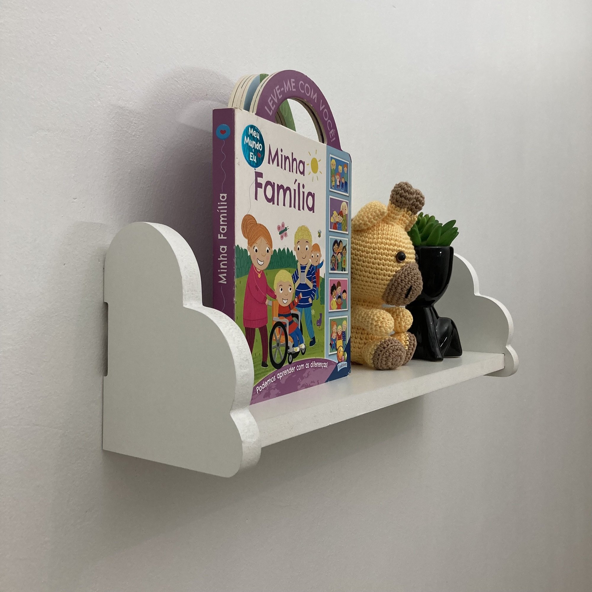 3 Prateleiras Nuvem Colorida Quarto Decoração Infantil 60cm:branco