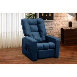 Poltrona do Papai Reclinável Itália Suede Azul Adonai Estofados - 1