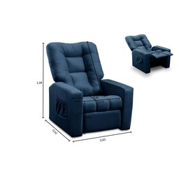 Poltrona do Papai Reclinável Itália Suede Azul Adonai Estofados - 3