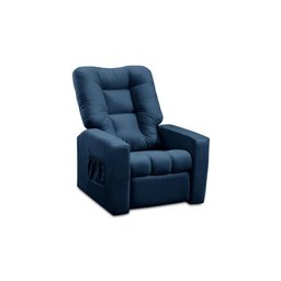 Poltrona do Papai Reclinável Itália Suede Azul Adonai Estofados - 4
