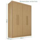 Ver imagem 3 de Guarda-Roupa 4 Portas 3 Gavetas 100% MDF Veneza Marrom/Jequitiba
