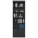 Ver imagem 1 de Multiuso Livreiro Estante 3420 Com 2 Gavetas Preto Qmovi Móveis