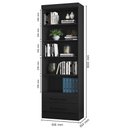Ver imagem 3 de Multiuso Livreiro Estante 3420 Com 2 Gavetas Preto Qmovi Móveis