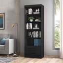 Ver imagem 2 de Multiuso Livreiro Estante 3420 Com 2 Gavetas Preto Qmovi Móveis