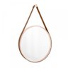 Espelho Decorativo Adnet Rosa Alça Corino Café 30Cm Redondo - 1