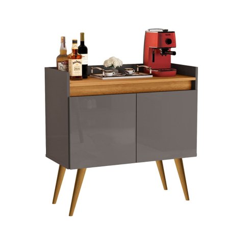 Buffet Lux 2 Portas Pés Palito Onix / Madeirado - JM Casa dos Móveis