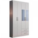 Ver imagem 2 de Guarda-Roupa Solteiro Atalaia 4 Portas 2 Gavetas com Espelho Branco - Evidência Móveis