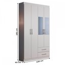 Ver imagem 3 de Guarda-Roupa Solteiro Atalaia 4 Portas 2 Gavetas com Espelho Branco - Evidência Móveis
