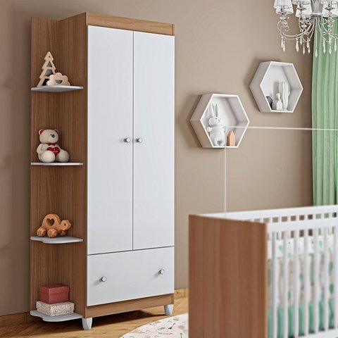 Guarda Roupa Infantil Gutti 2 Portas Branco/Almendra - Móveis Estrela Móveis Estrela Baby