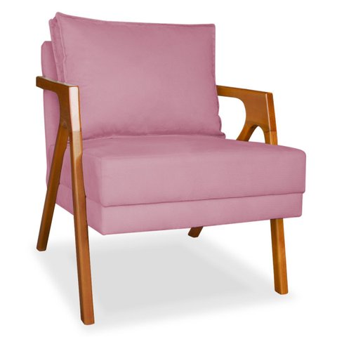Poltrona Mona Luxo Clinica Recepção Sala de Estar em Veludo:rosa