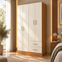 Ver imagem 1 de Guarda-Roupa Solteiro Panamá 170cm 4 Portas 2 Gavetas Cinamomo/Off White - Fellicci Móveis