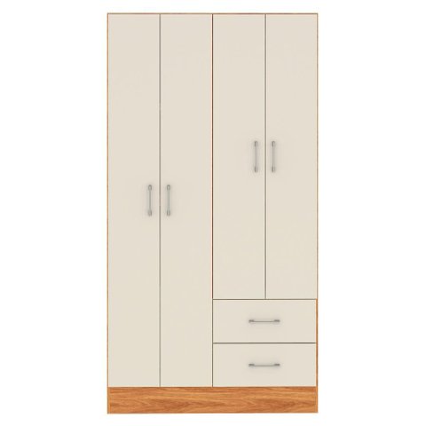 Guarda Roupa Solteiro 4 Portas 2 Gavetas Panama 170cm Rp4020 Cor Cinamomo/off White - Fellicci Mó