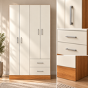 Ver imagem 4 de Guarda-Roupa Solteiro Panamá 170cm 4 Portas 2 Gavetas Cinamomo/Off White - Fellicci Móveis
